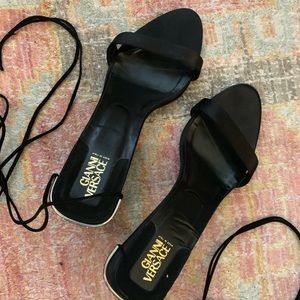 Gianni Versace satin and suede evening sandal